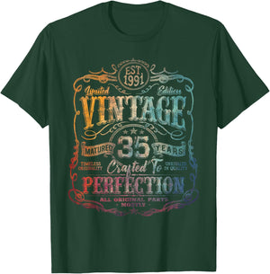 Vintage 1991 Limited Edition Shirt 35 Year Old 35th Birthday T-Shirt - T-Shirt | Forest