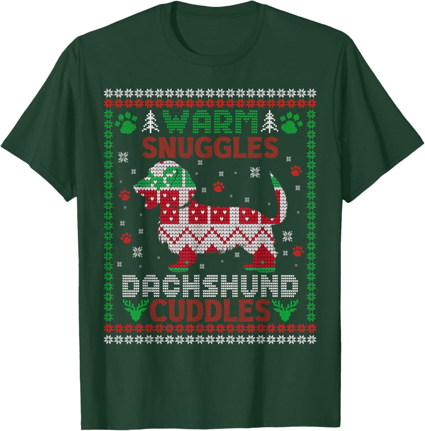 warm snuggles dachshund cuddles Christmas xmas weenie weiner T-Shirt - T-Shirt | Forest