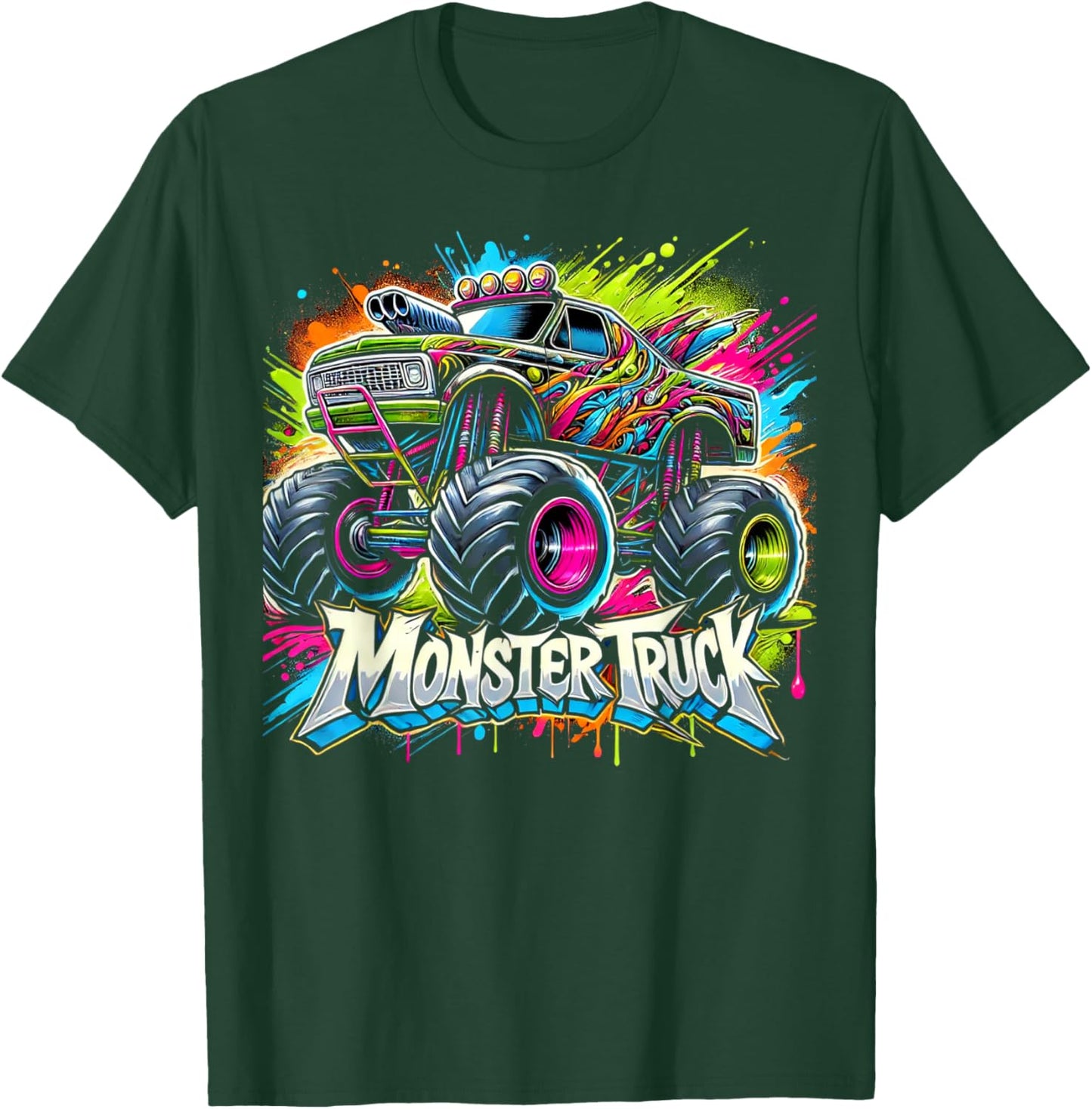 Monster Truck Retro Colorful Graffiti Toddlers Youth Adults T-Shirt - T-Shirt | Forest