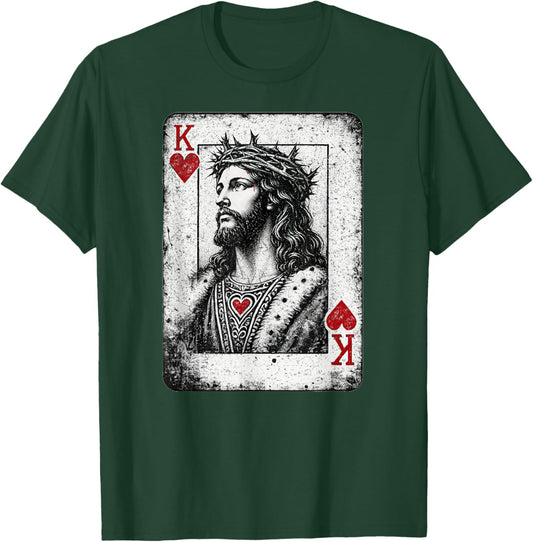 Vintage Jesus Christ King of Hearts Christian Playing Card T-Shirt - T-Shirt | Forest