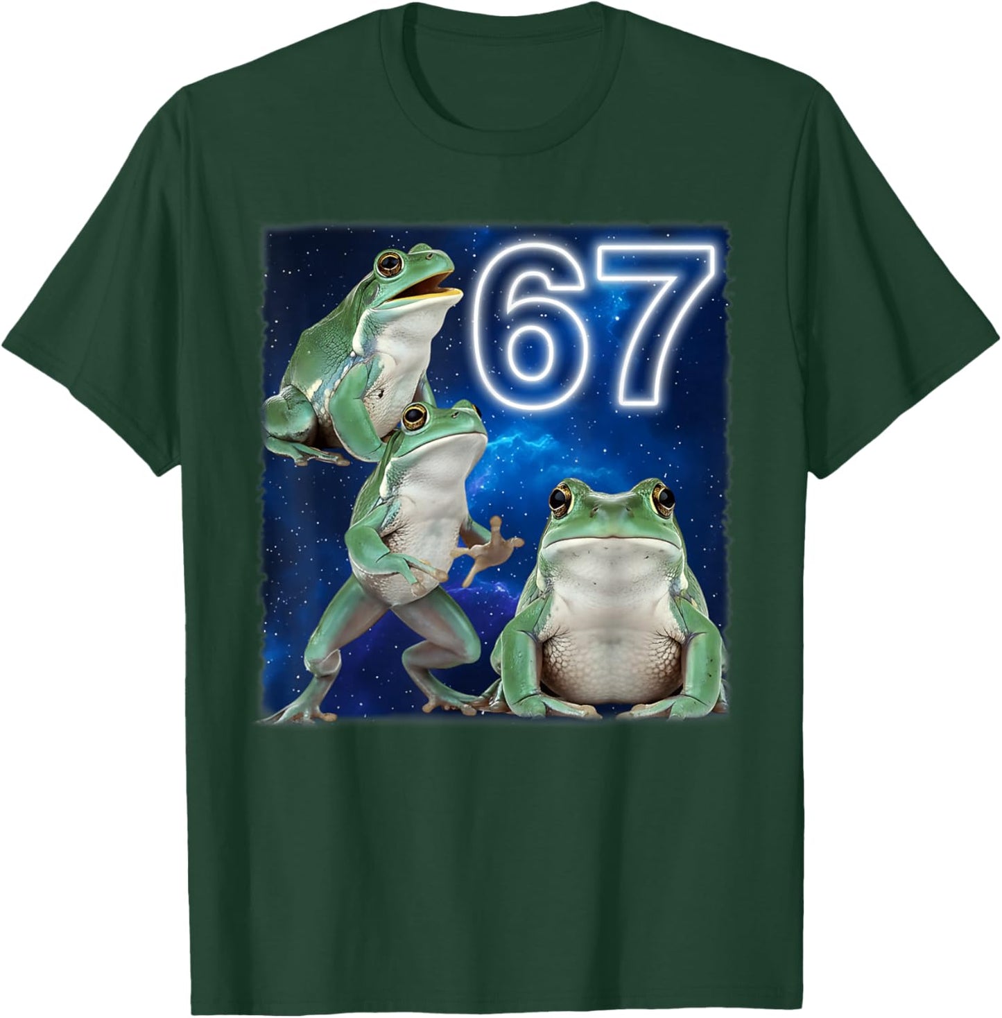 67 Meme Frog Howling at The Moon Parody 67 Six Seven Meme T-Shirt - T-Shirt | Forest