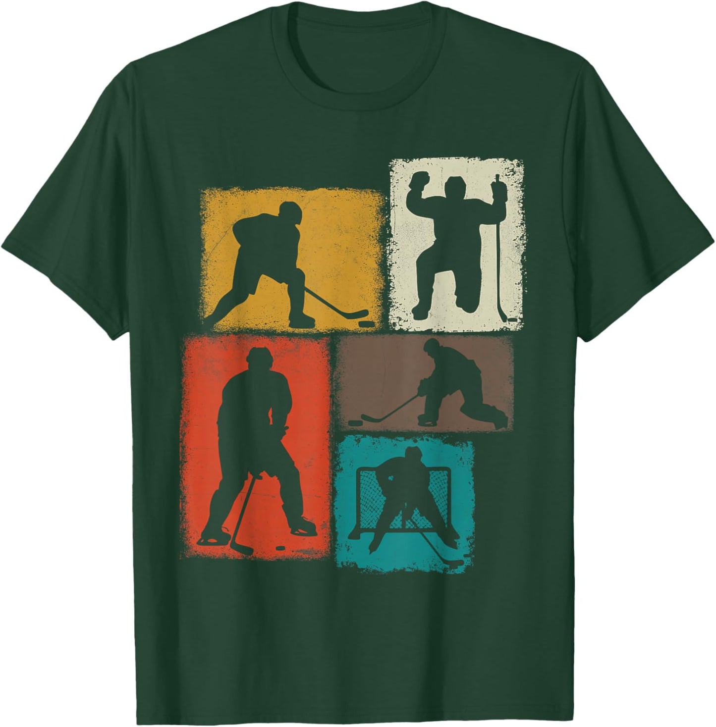 Hockey Player Collage Men Kids Coach Youth Boys T-Shirt - T-Shirt | Forest