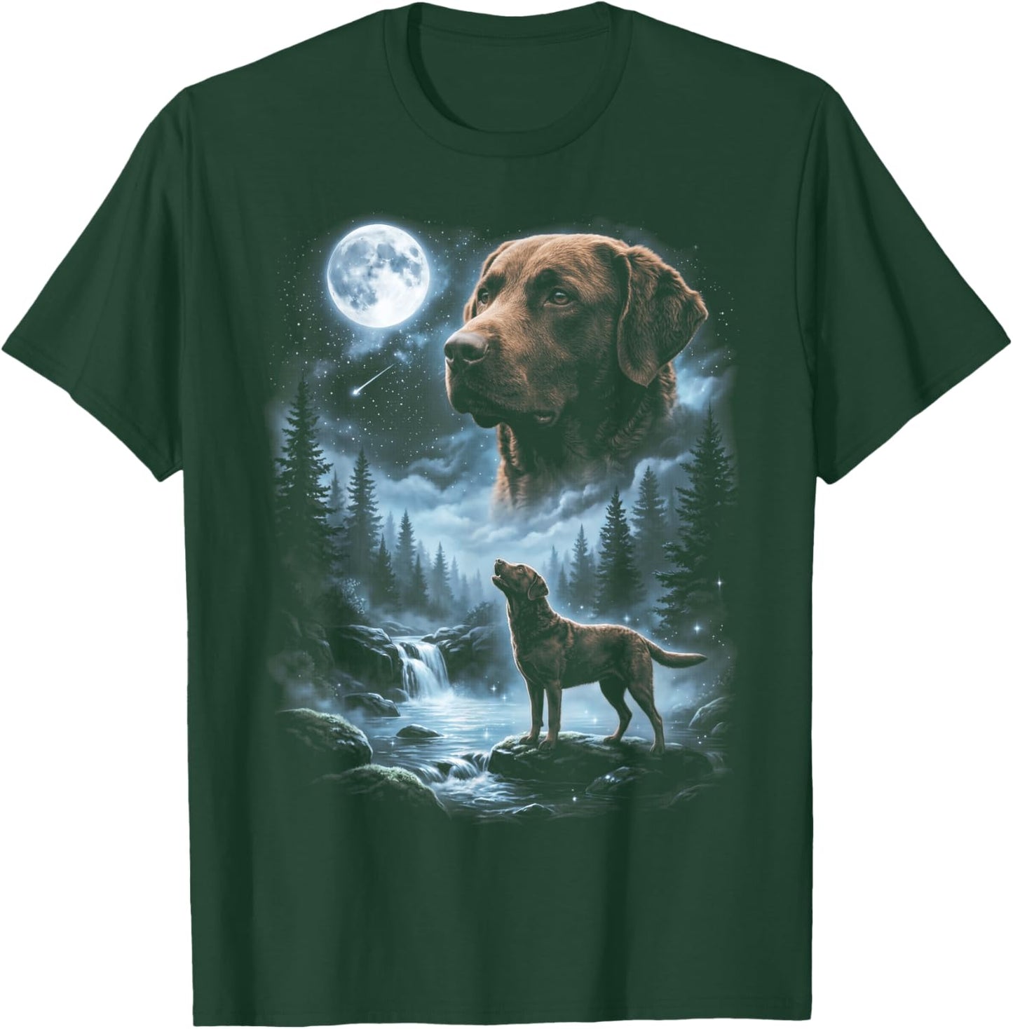 Chesapeake Bay Retriever Howling to the Moon Retro 90's Dog T-Shirt - T-Shirt | Forest