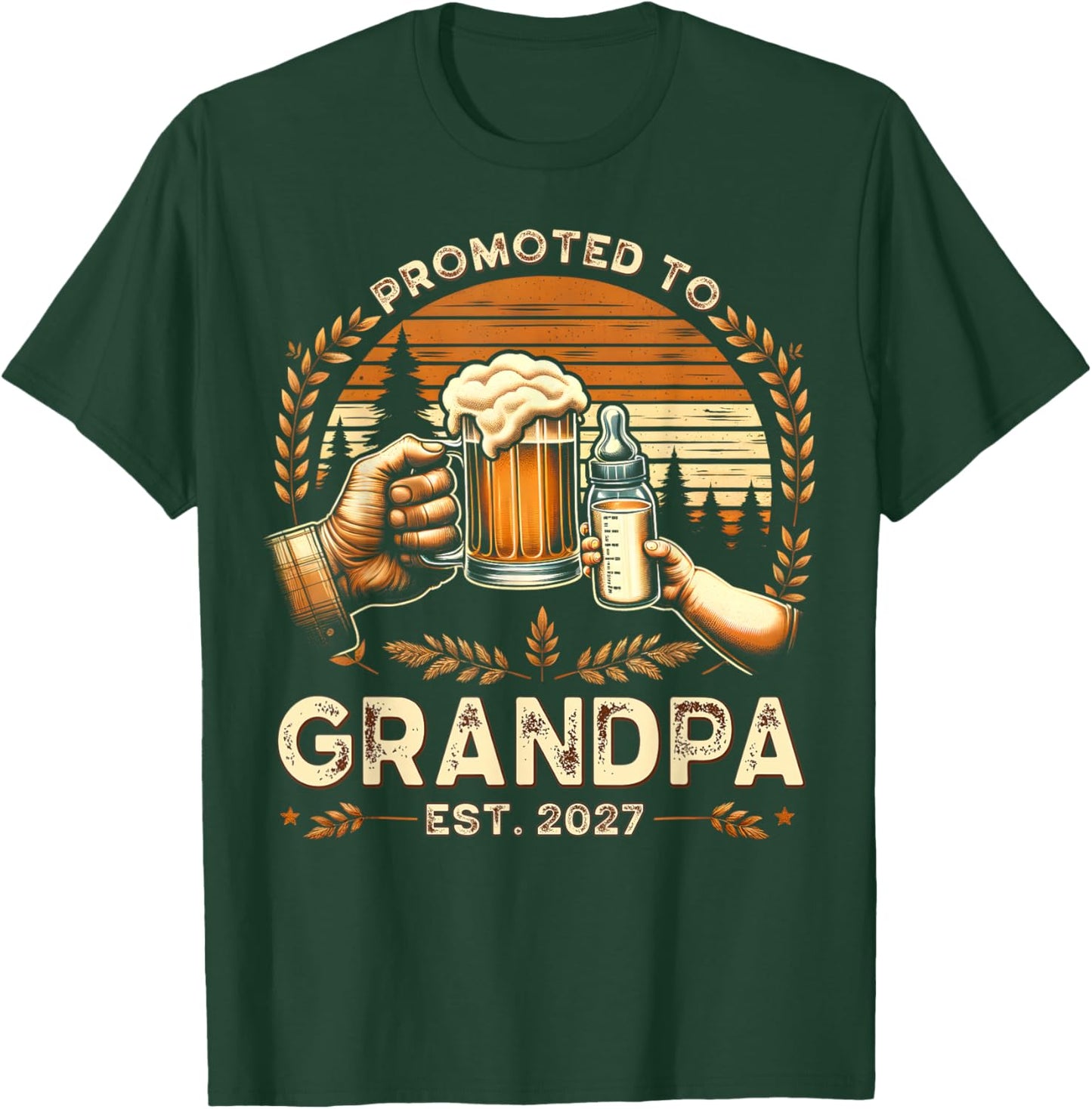 Promoted to Grandpa 2027 Funny Shirt for new Grandpa T-Shirt - T-Shirt | Forest