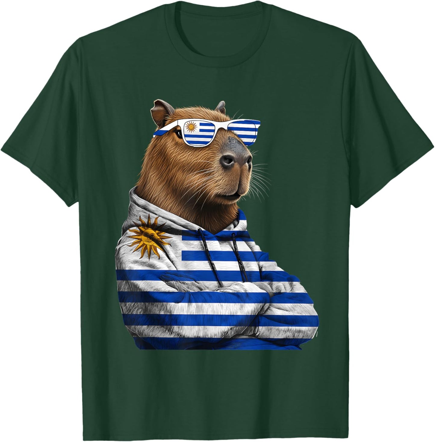 Uruguay Roots Capybara Uruguayan Flag T-Shirt - T-Shirt | Forest