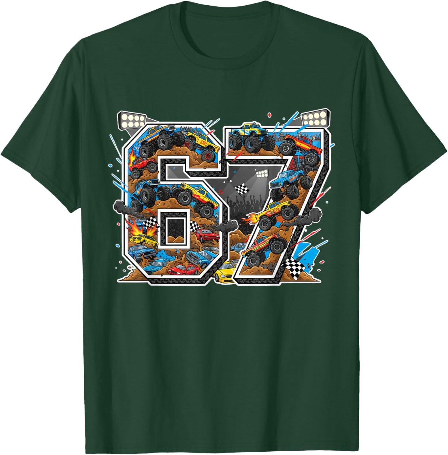 Monster Trucks 67 Meme Slang Filled Graphic Gen Alpha Z Kids T-Shirt - T-Shirt | Forest