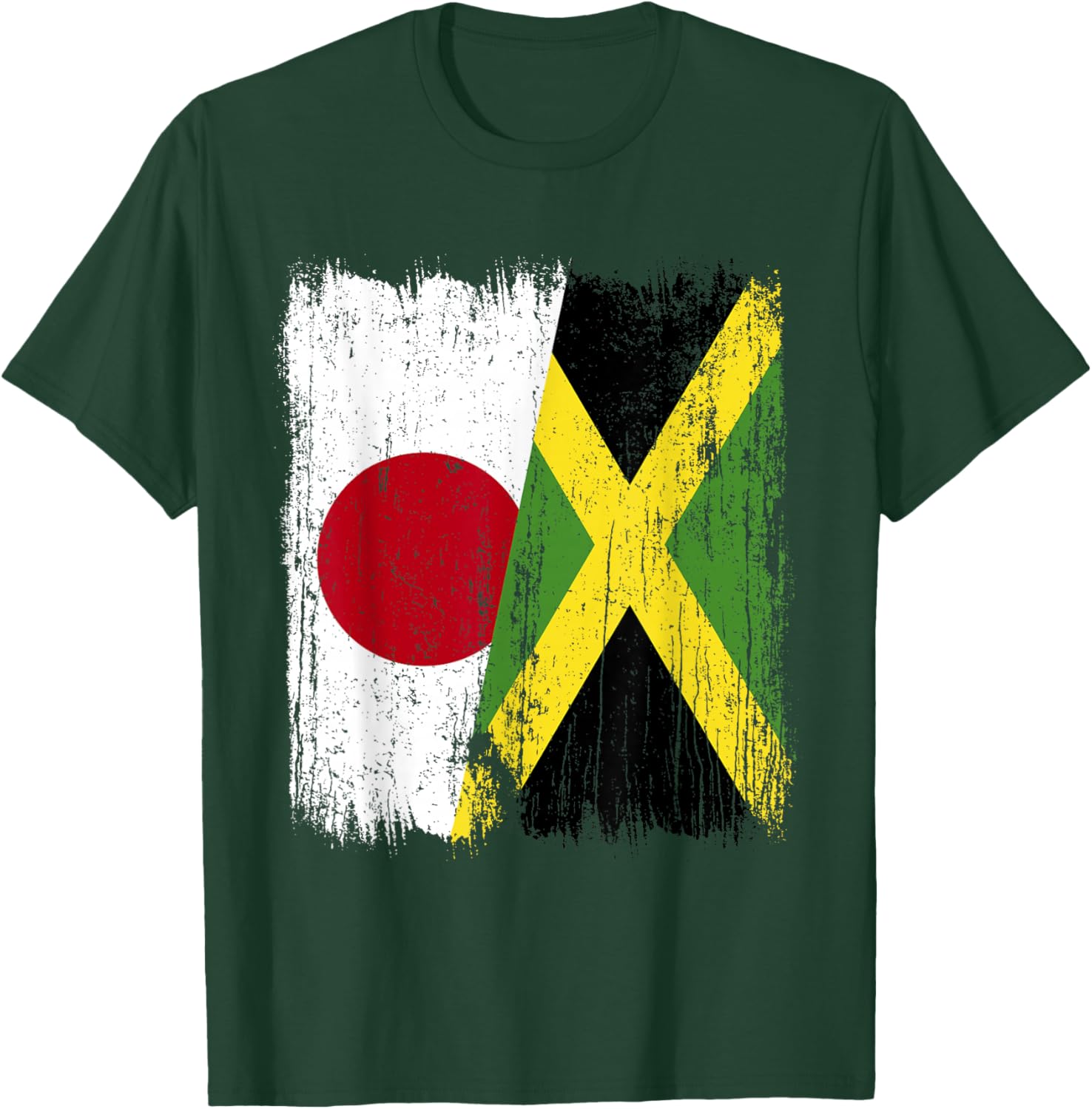 Japan Jamaica Half Flag Japanese Jamaican Heritage T-Shirt - T-Shirt | Forest
