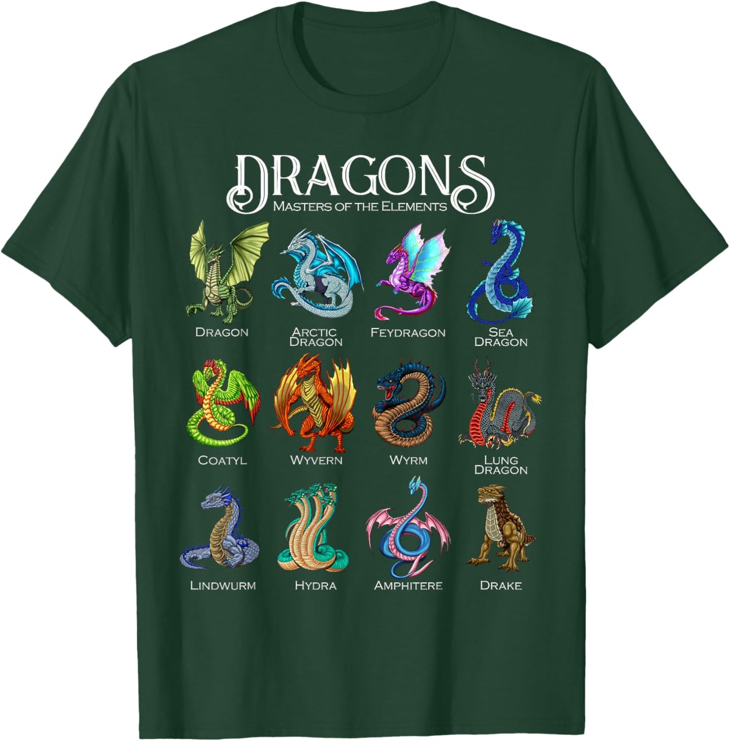 Legendary Dragon Types - Dragons T-Shirt - T-Shirt | Forest