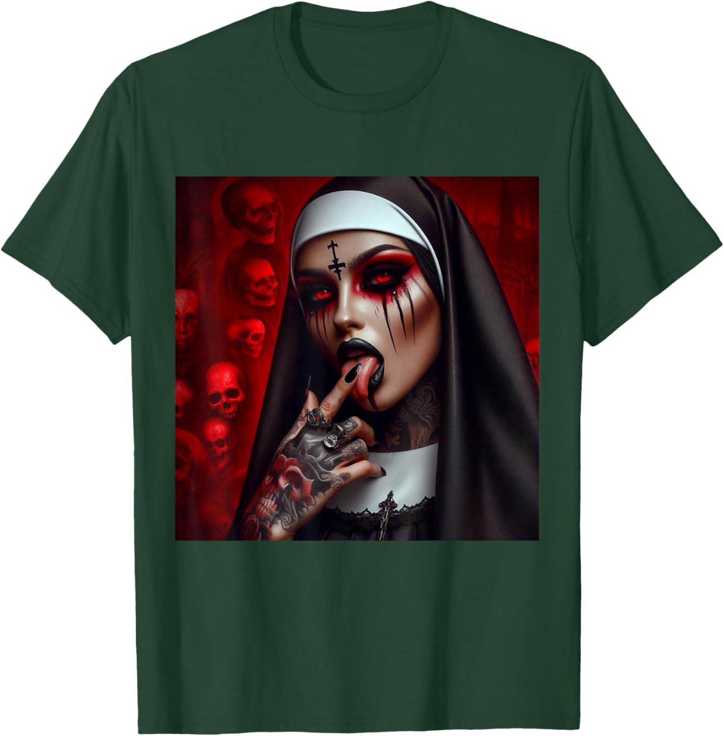 Gothic Aesthetically Occulte Unholy Grunge Emo Punk Nun T-Shirt - T-Shirt | Forest