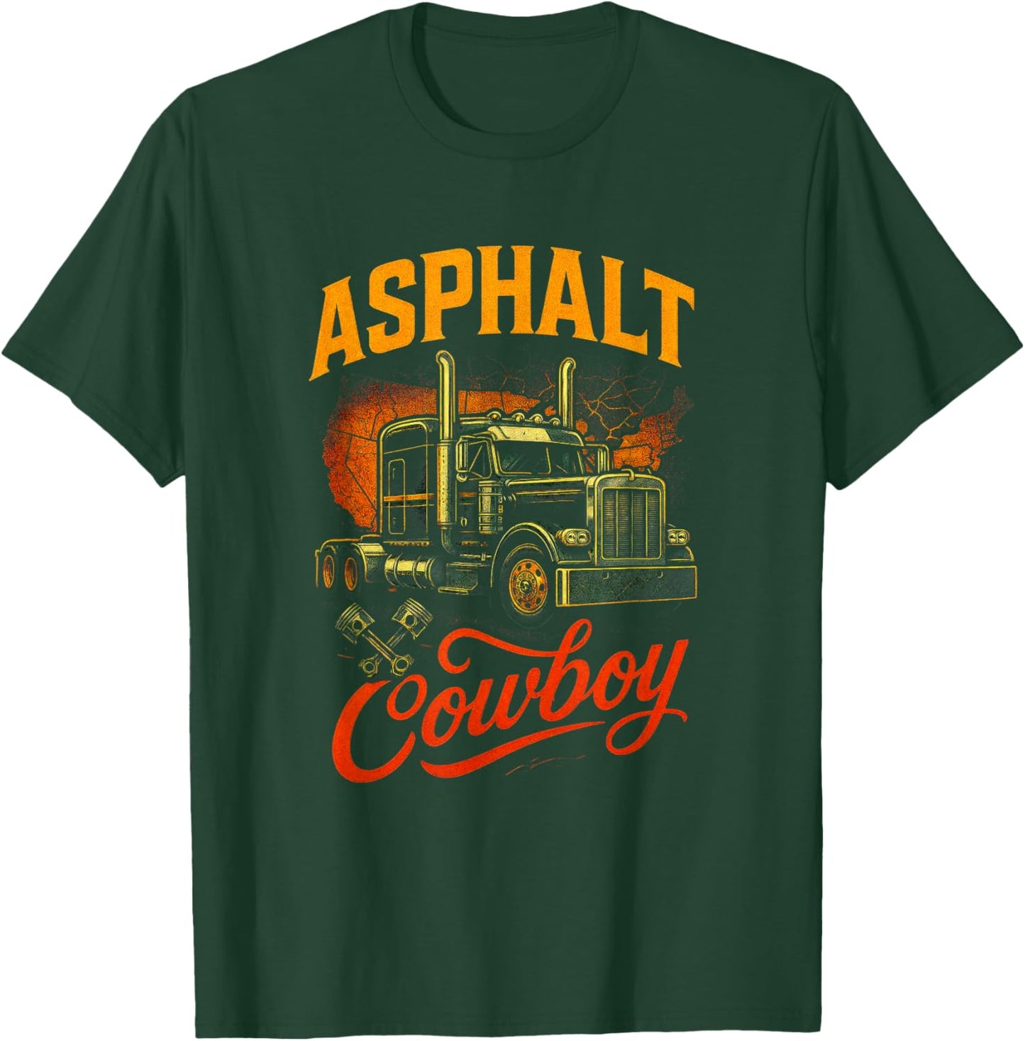 Asphalt Cowboy - Trucker Big Rig T-Shirt - T-Shirt | Forest