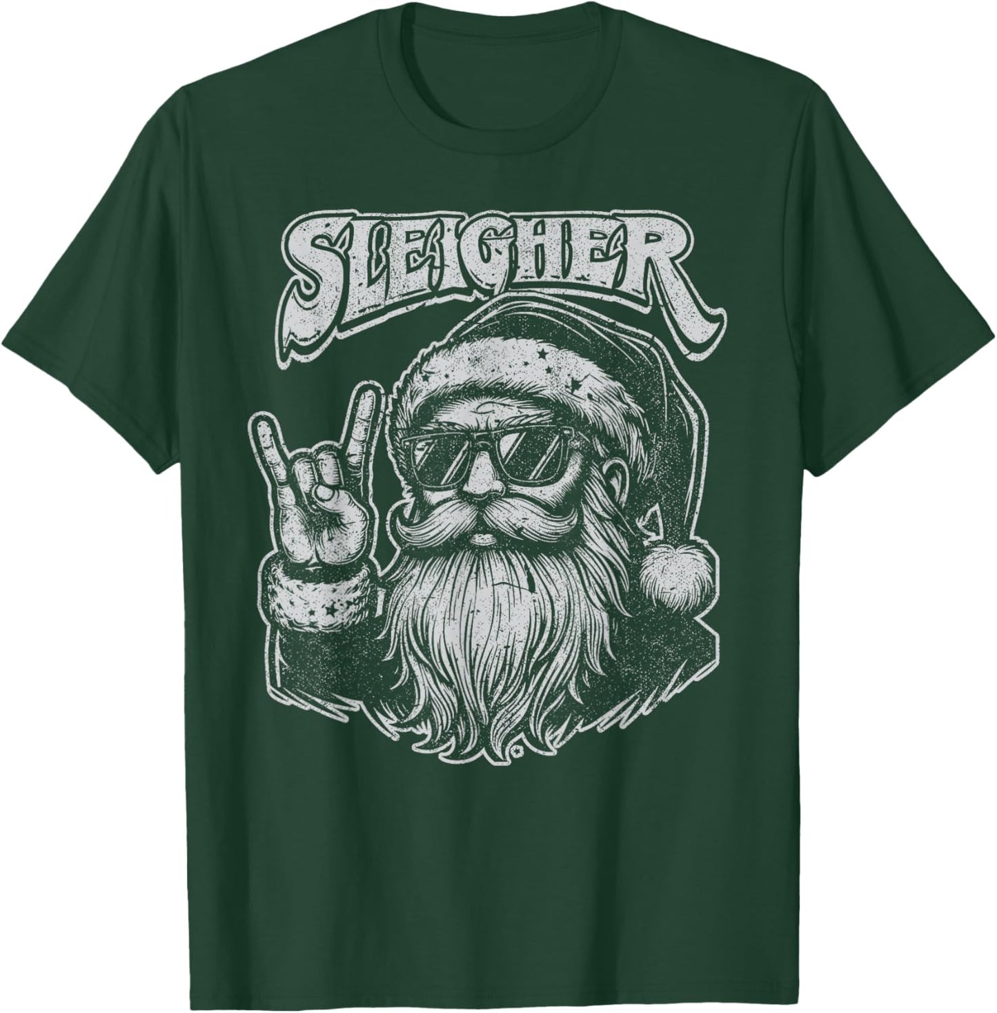 Christmas Sleigher Santa Rock Xmas Rocker Men Women Kids Boy T-Shirt - T-Shirt | Forest