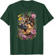 Dog German Shepherd Spring Art Floral Vintage , Black, S T-Shirt - T-Shirt | Forest