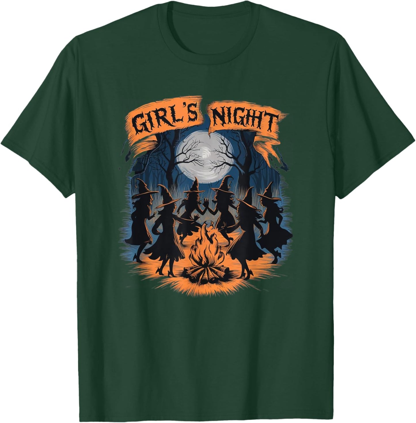 Girls' Night Witch Coven Halloween Design Spooky Fun Artwork T-Shirt - T-Shirt | Forest