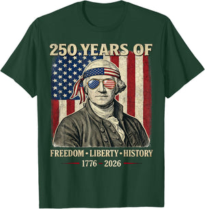 250 Years of Freedom Liberty History George Washington Retro T-Shirt - T-Shirt | Forest