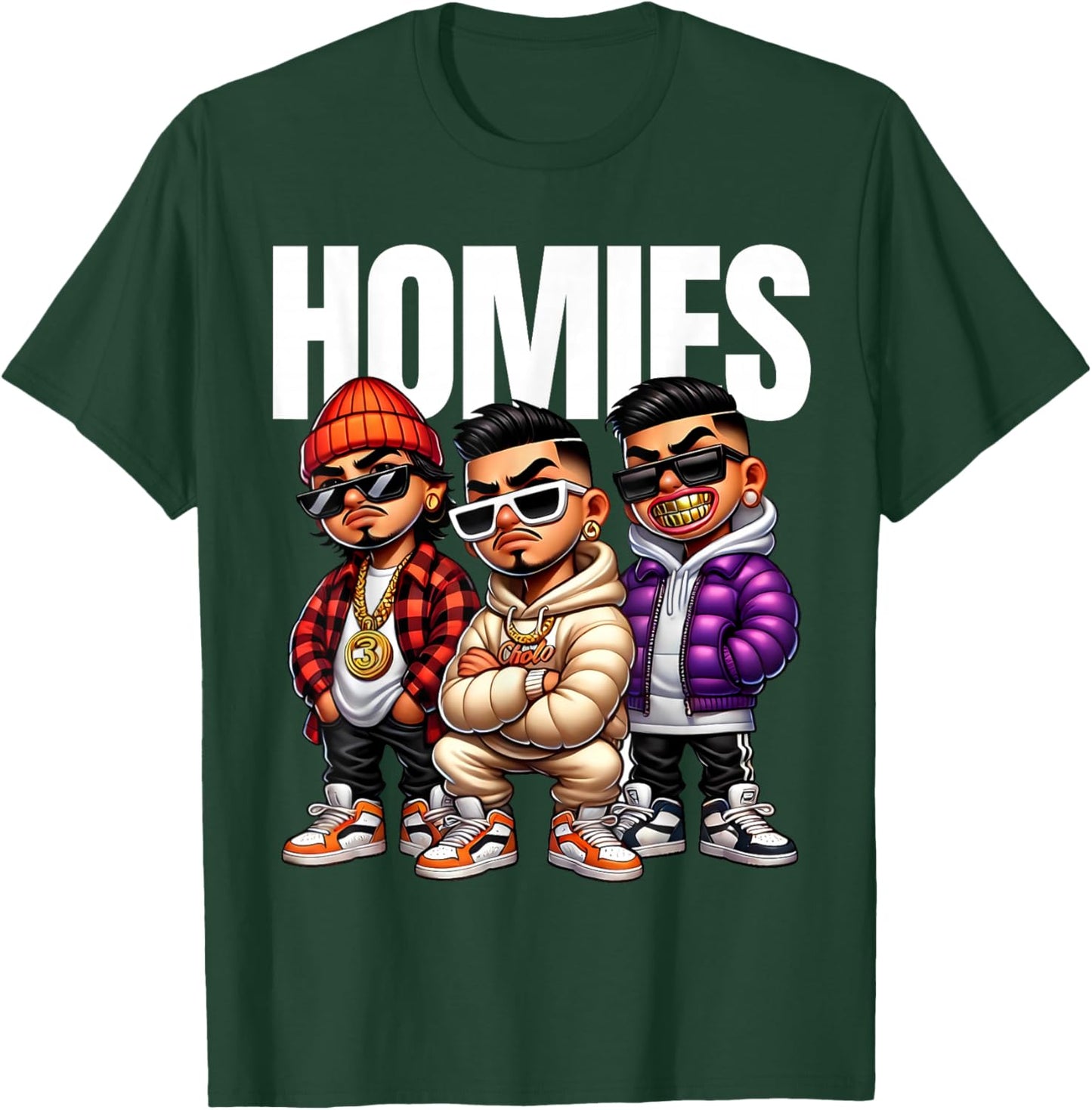 Cool Urban Cholo Cultura Chicano Latino Mexican Pride Homies T-Shirt - T-Shirt | Forest