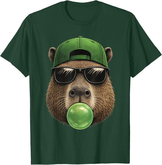 Cool Sunglasses Green St Patty's Lucky Hipster Capybara T-Shirt - T-Shirt | Forest