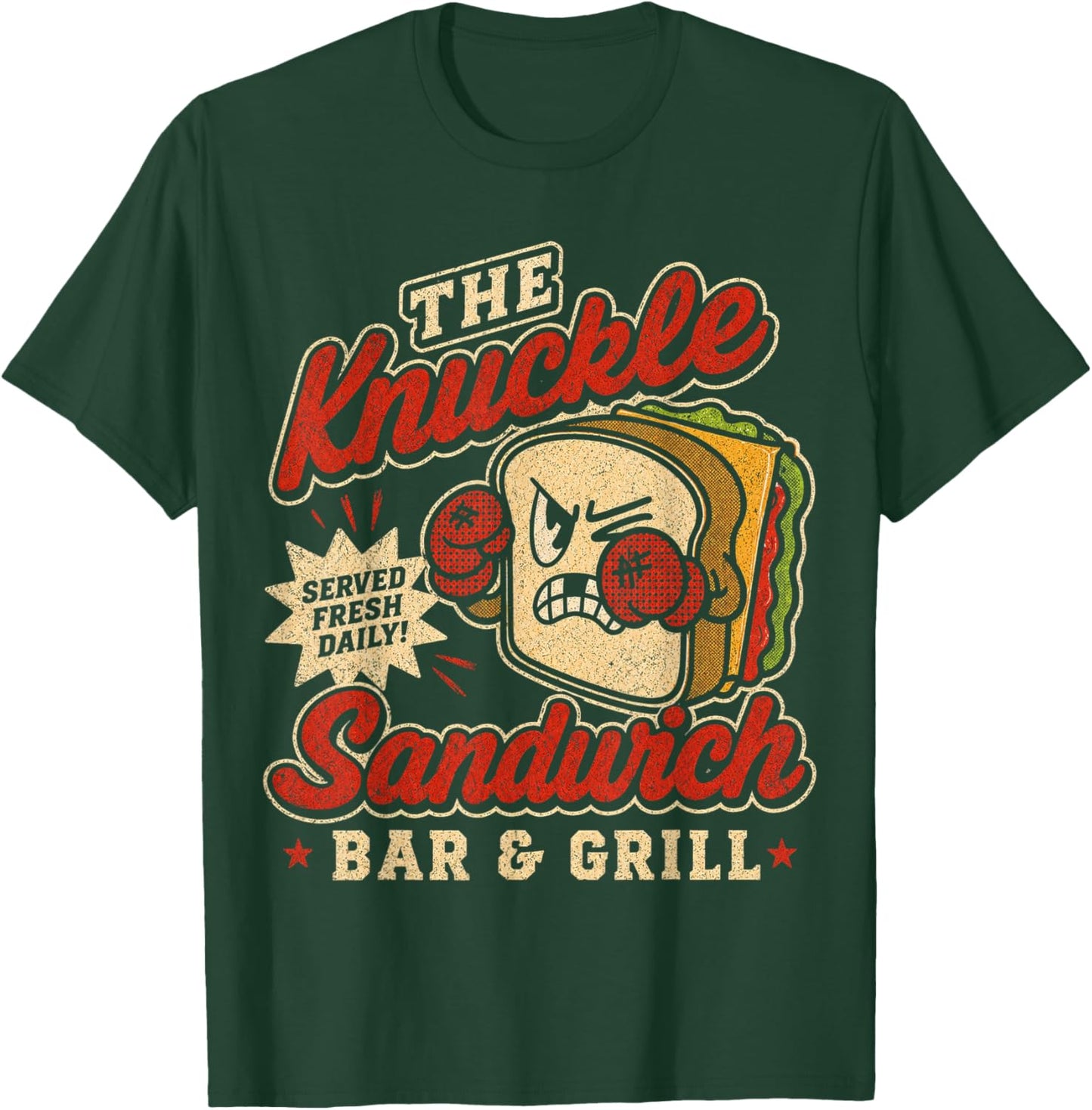 Funny The Knuckle Sandwich Bar & Grill Fighting Joke Bar T-Shirt - T-Shirt | Forest