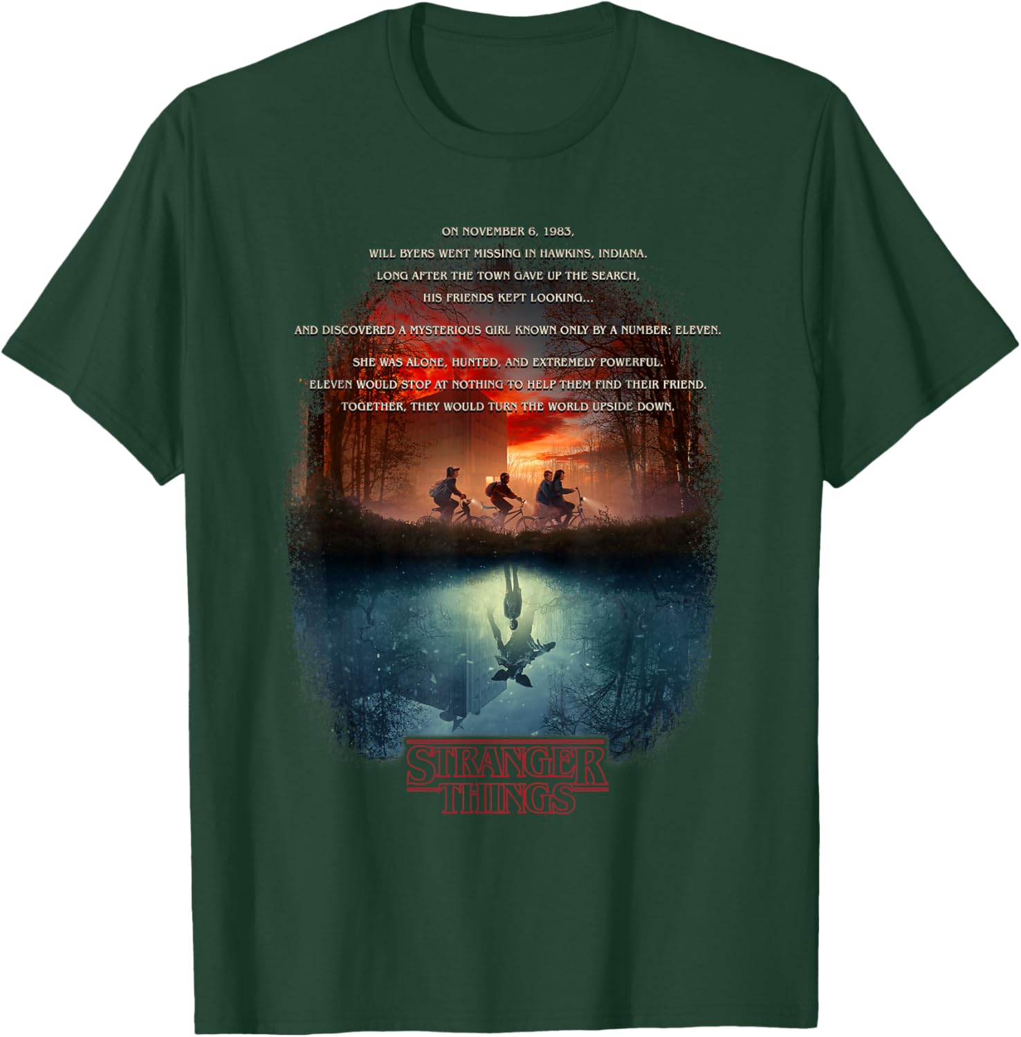 Stranger Things Upside Down Poster Officially Licensed T-Shirt - T-Shirt | Forest