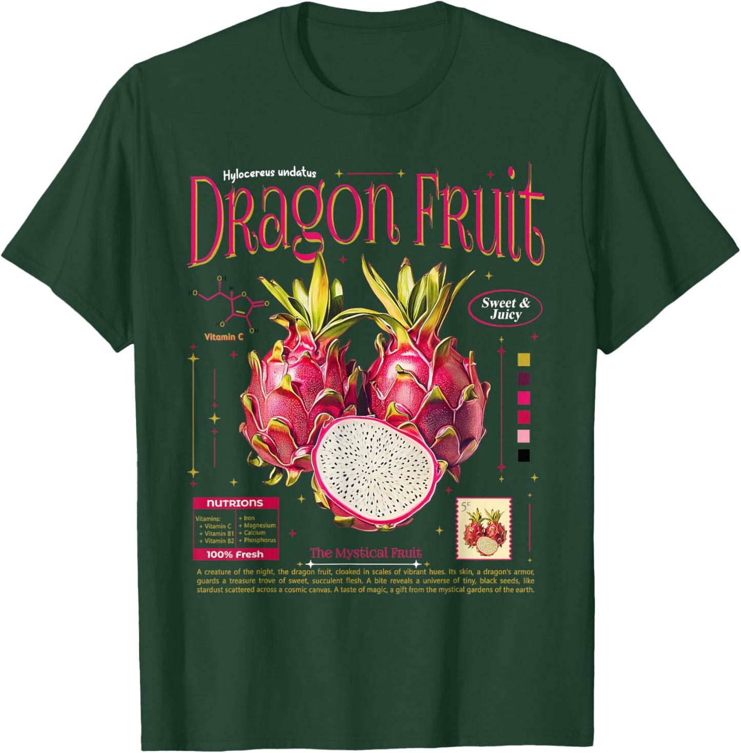 Dragon Fruit Nostalgic Graphic Sweet Fruits Natural Lover T-Shirt - T-Shirt | Forest