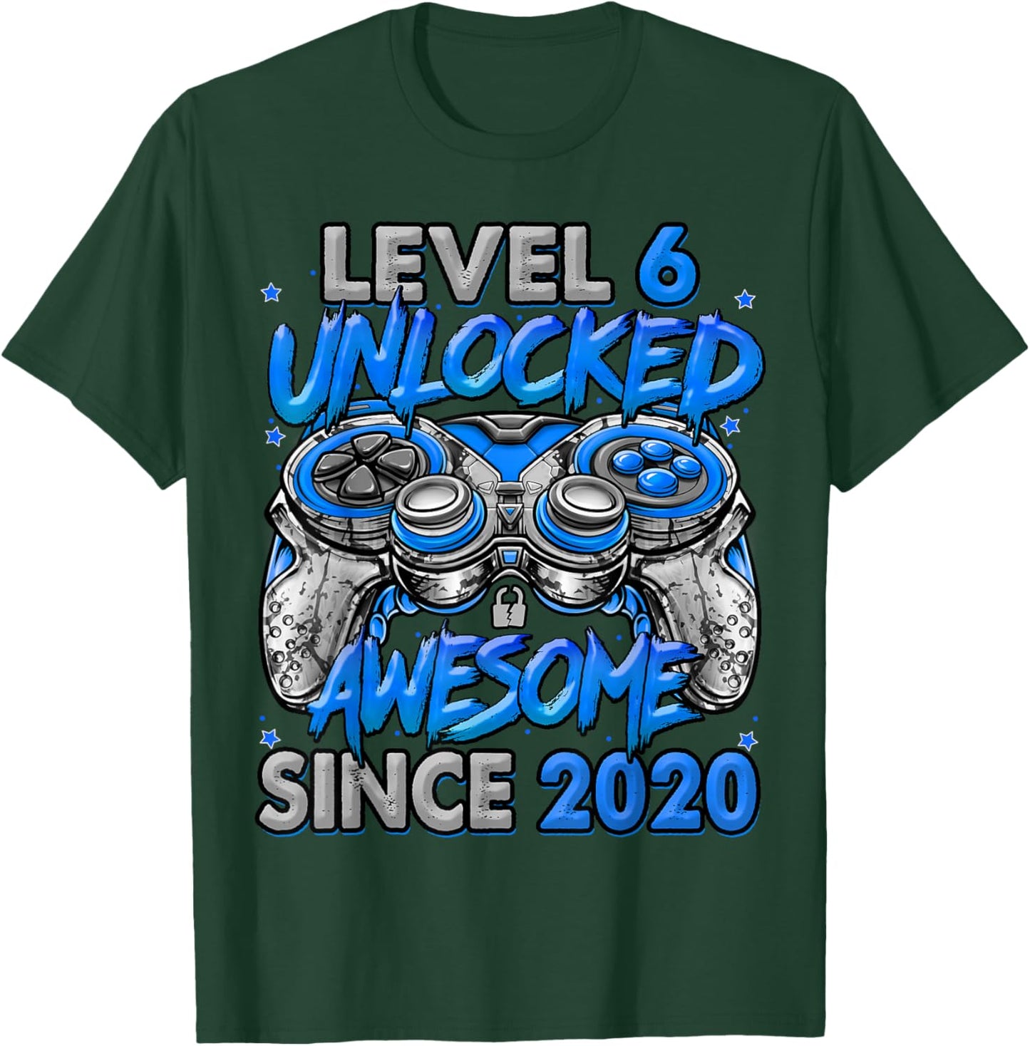 Level 6 Unlocked Awesome Since 2020 6th Birthday Gaming T-Shirt - T-Shirt | Forest