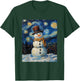 Snowman - Van Gogh Style - Starry Night - Funny Graphic T-Shirt - T-Shirt | Forest
