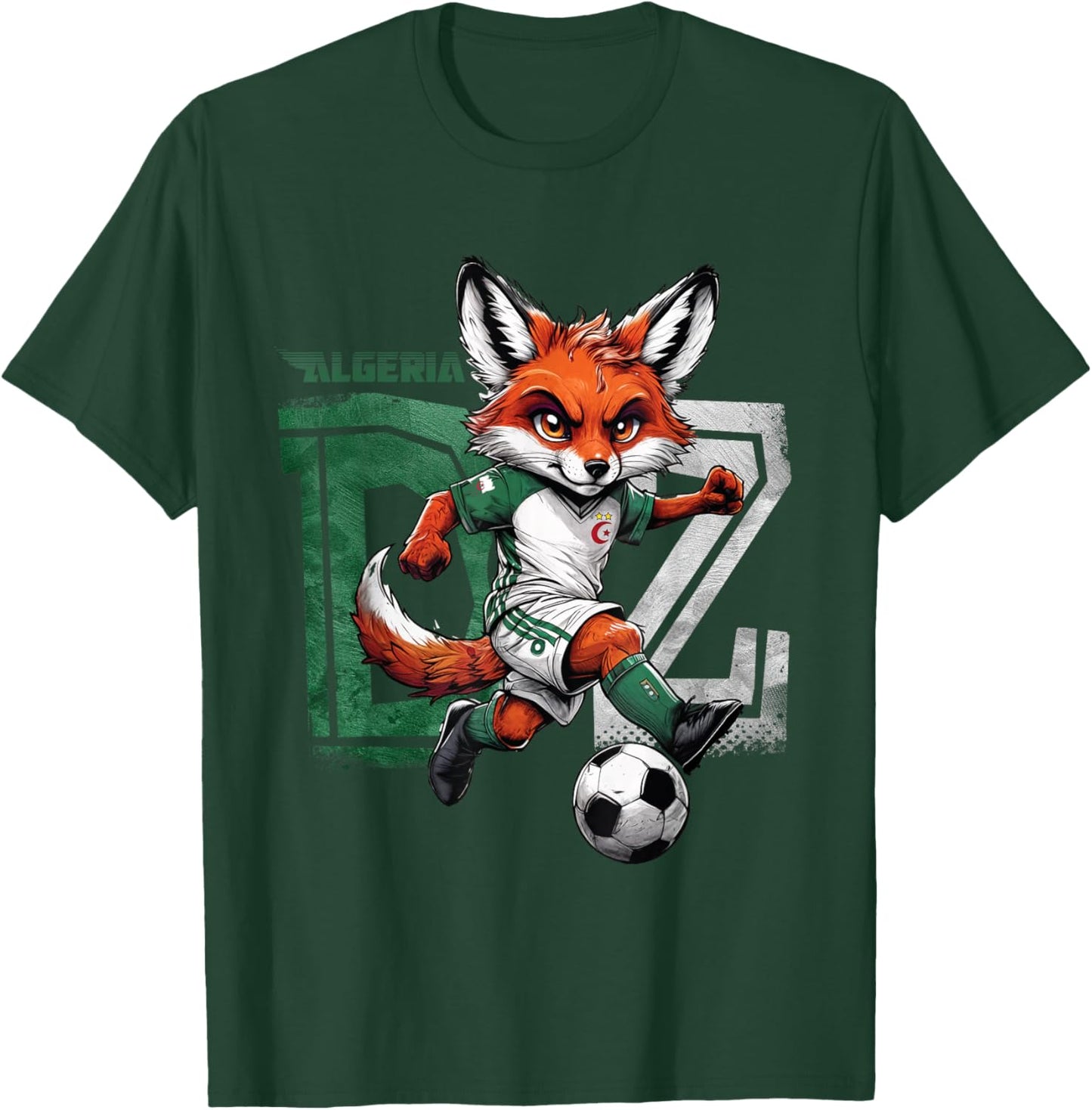 Fennec Algerian Flag Football Gift Jersey Dz T-Shirt - T-Shirt | Forest