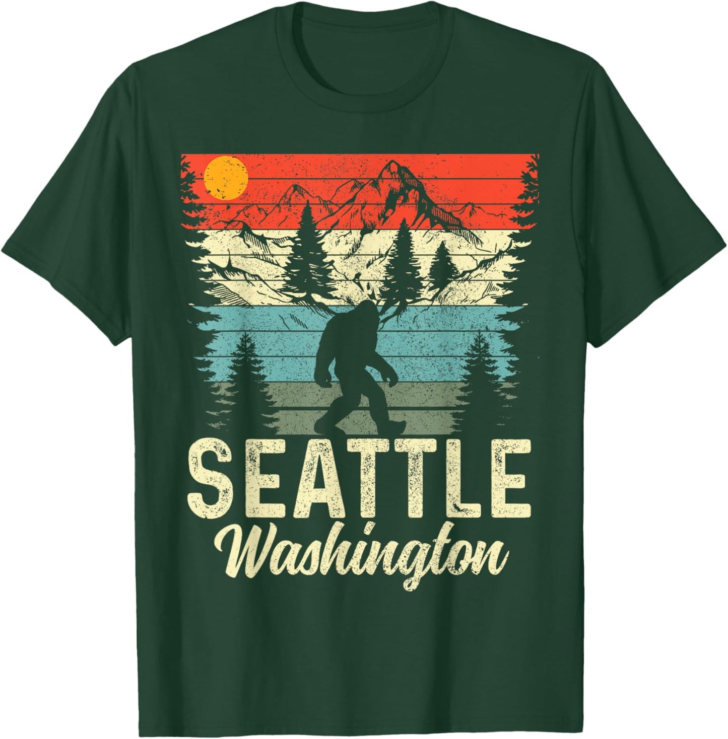Seattle Washington PNW Bigfoot Vintage Pacific Northwest T-Shirt - T-Shirt | Forest