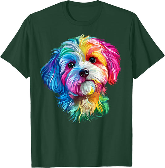Colorful Coton de Tulear Face Cute Dog Lover Men Women Black T-Shirt - T-Shirt | Forest