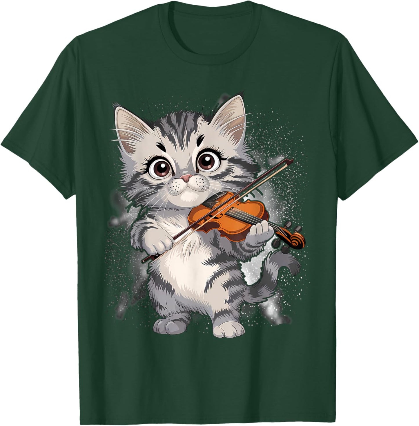 Funny Orchestra Musician Violinist Cute Cat Playing Violin T-Shirt - T-Shirt | Forest