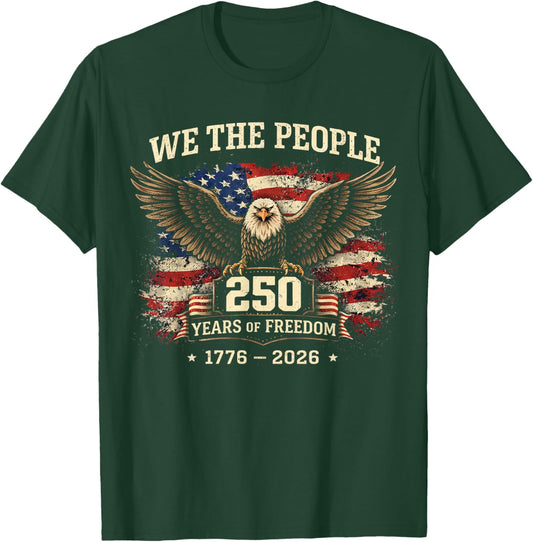 4th of July America US Flag Patriotic 250th Anniversary USA T-Shirt - T-Shirt | Forest