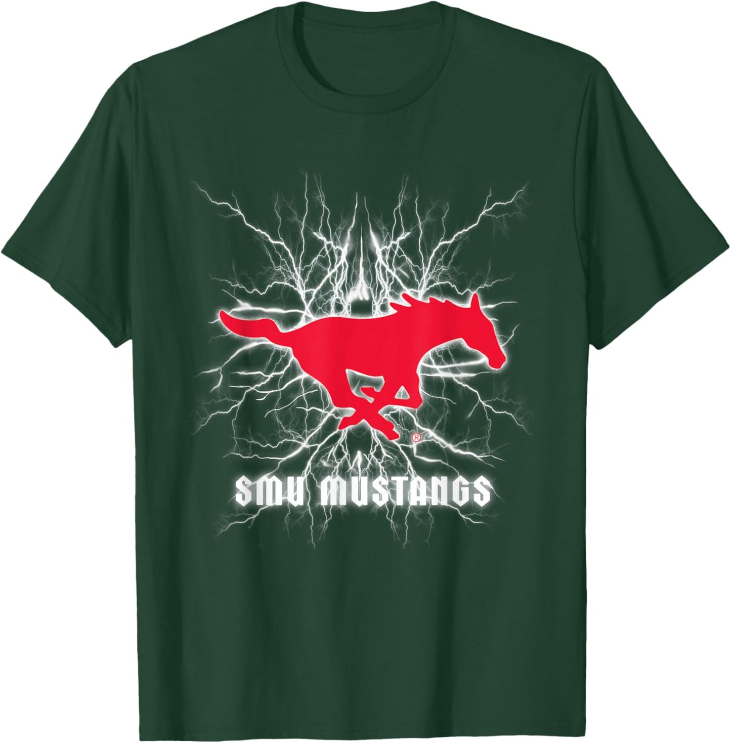Elite Authentics SMU Mustangs 90's Lightning - Black, Small, -Adult T-Shirt - T-Shirt | Forest