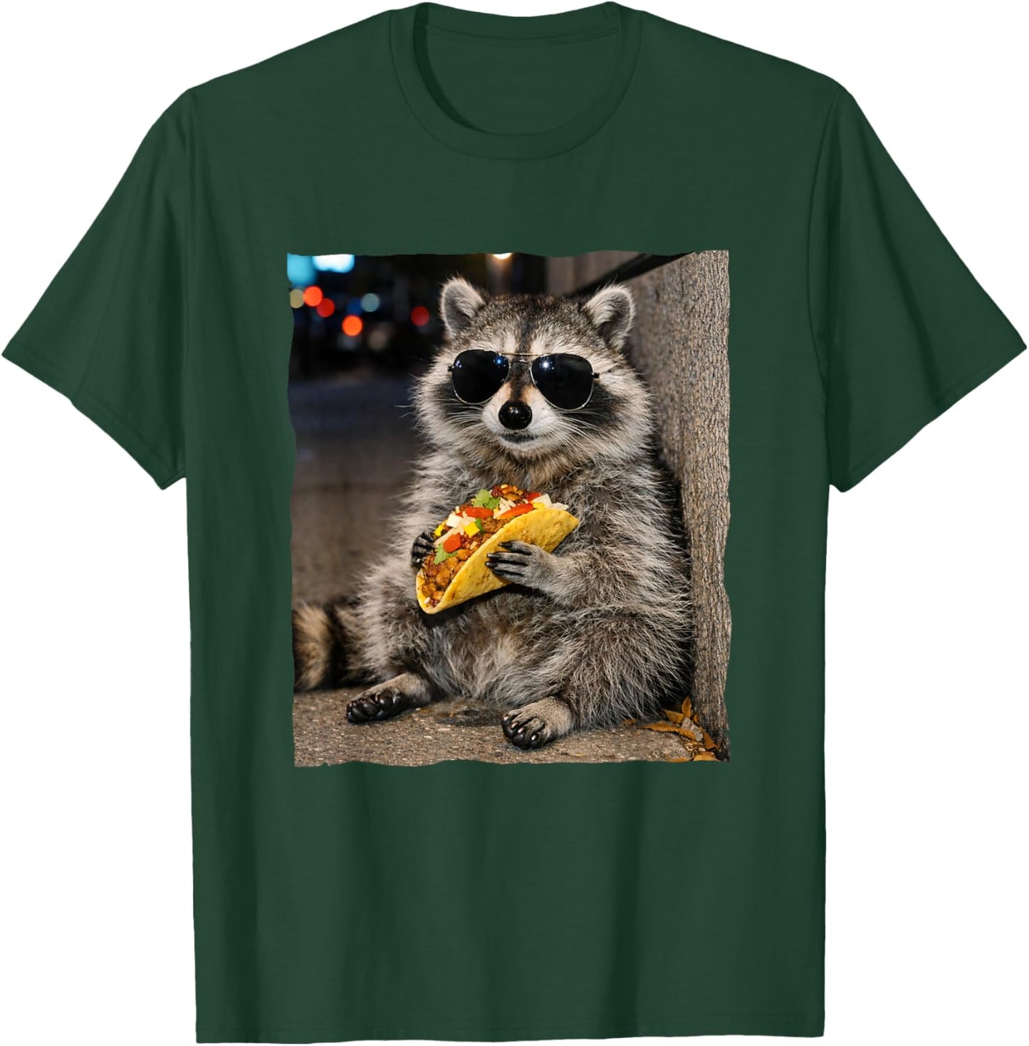 Raccoon Eating Tacos Lover Trash Panda Meme Street Food T-Shirt - T-Shirt | Forest