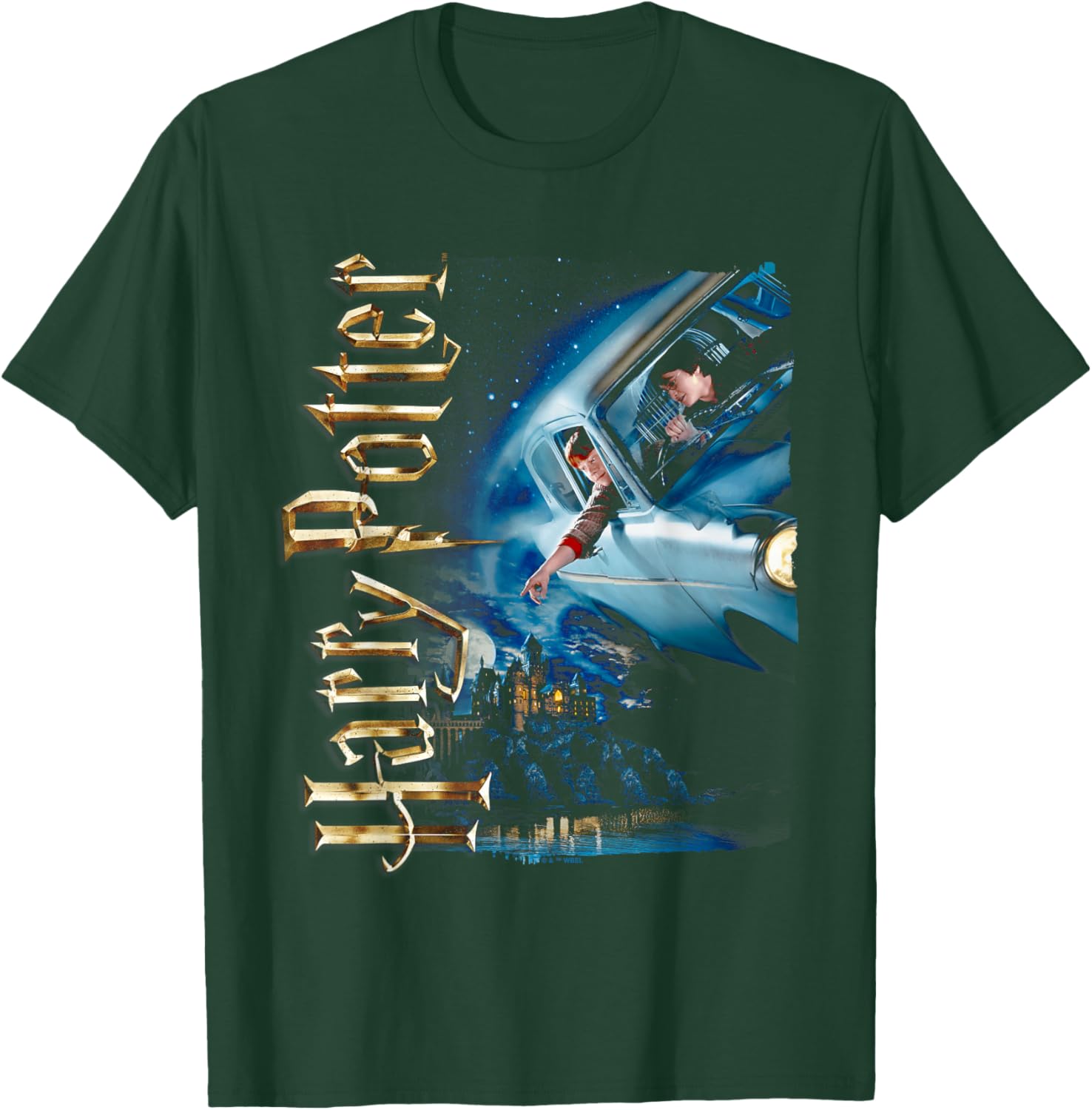 Harry Potter Flying Car Castle T-Shirt - T-Shirt | Forest