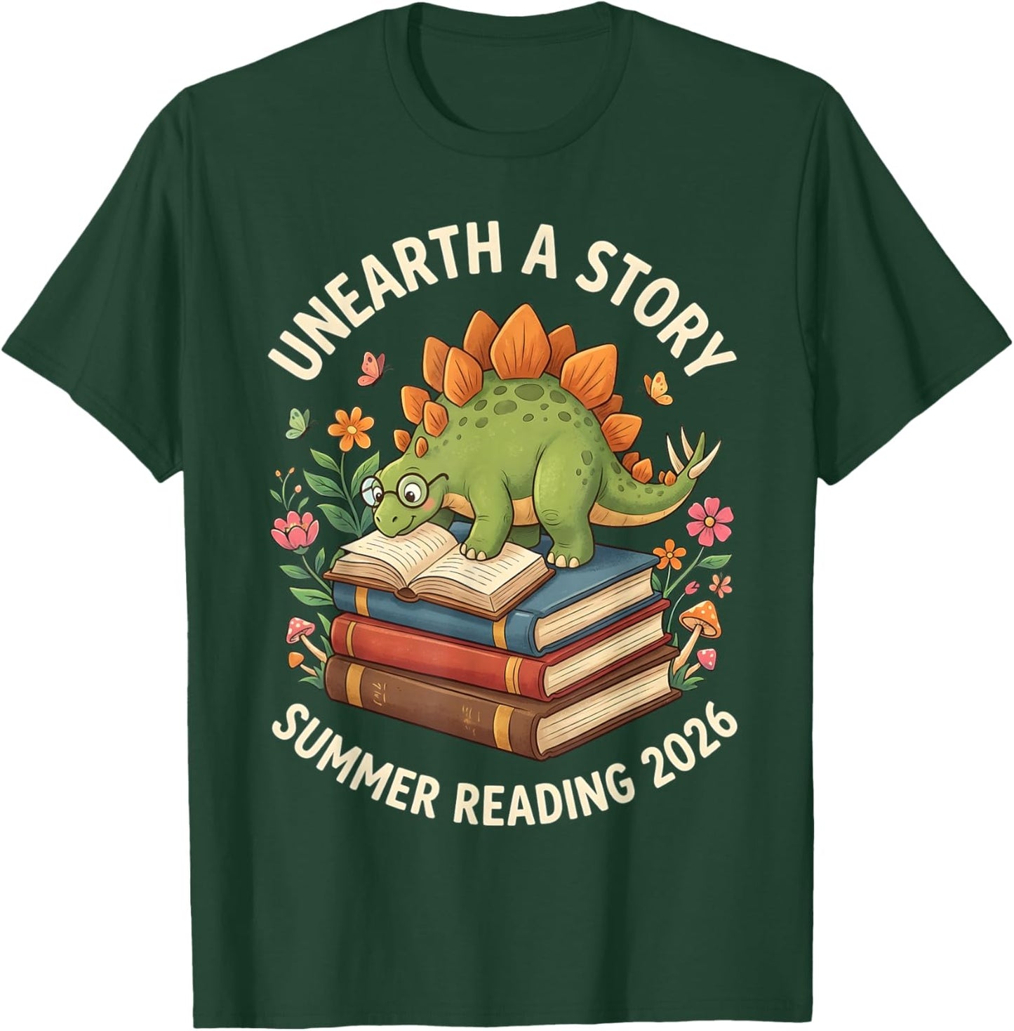 Unreath a Story Summer Library Reading 2026 Dinosaur Book T-Shirt - T-Shirt | Forest