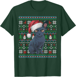 Ugly Sphynx Dog Lovers Xmas Sweater Santa Christmas T-Shirt - T-Shirt | Forest