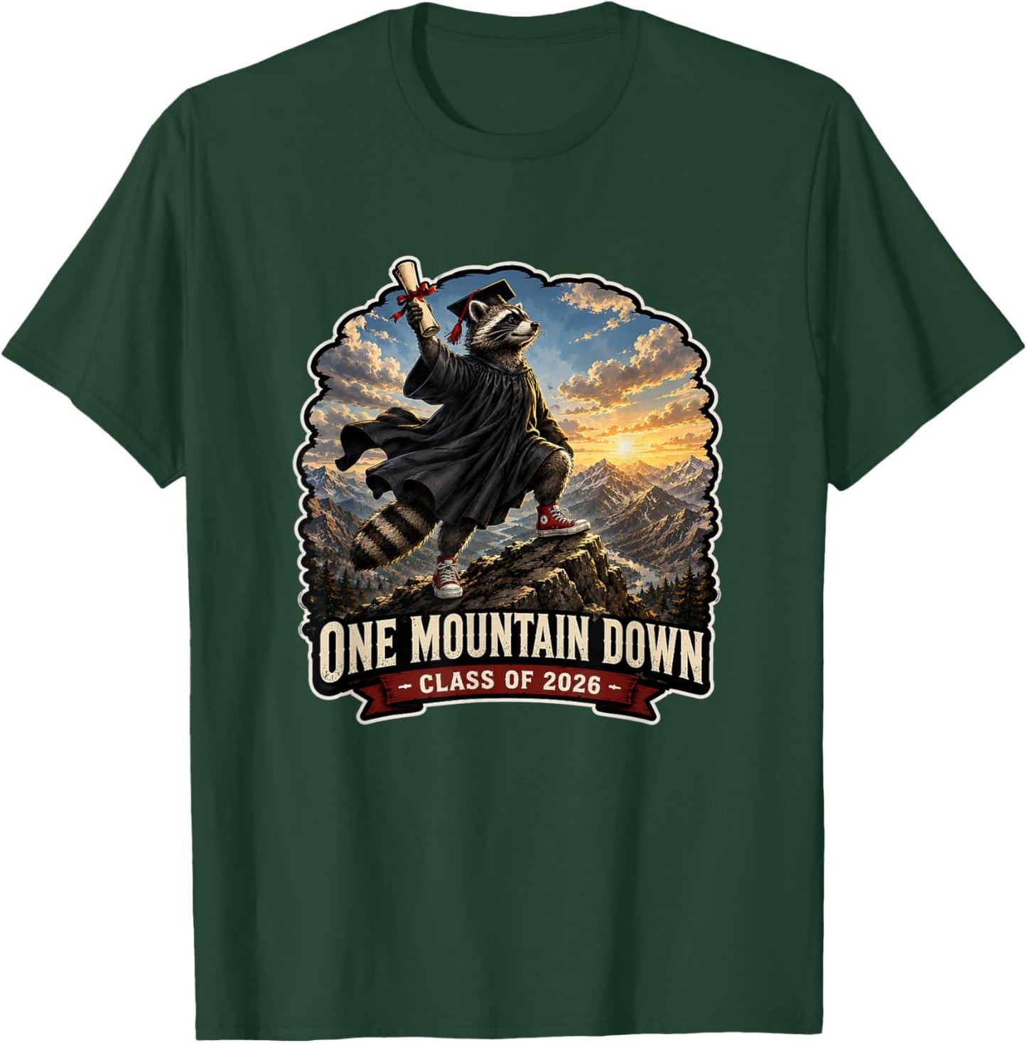 One Mountain Down Graduation Gift Class of 2026 T-Shirt - T-Shirt | Forest