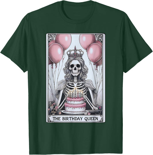 Birthday Queen Tarot Card Cute Gothic Skeleton Women Girls T-Shirt - T-Shirt | Forest