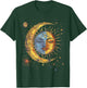 Mystical Sun and Moon with Woman Mystical Flowers Aesthetic T-Shirt - T-Shirt | Forest