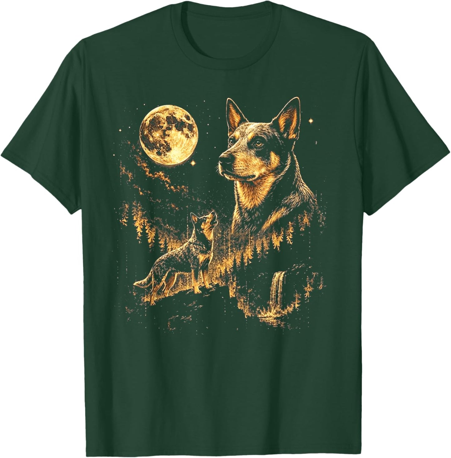 Australian Cattle Howling to The Moon Meme Animal Graphic T-Shirt - T-Shirt | Forest