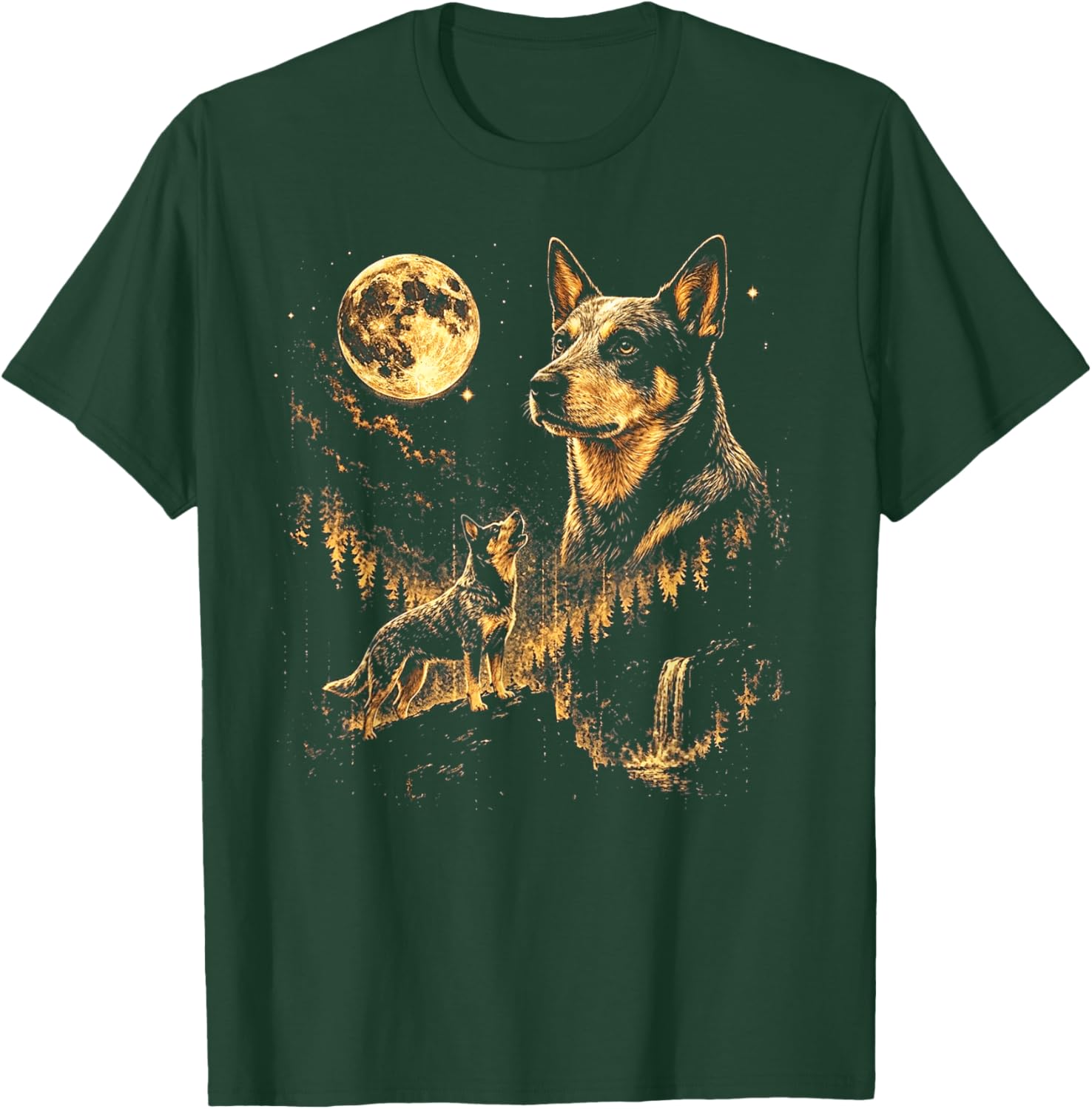 Australian Cattle Howling to The Moon Meme Animal Graphic T-Shirt - T-Shirt | Forest