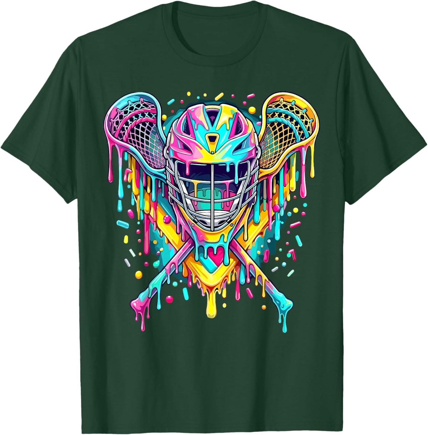 Lacrosse Drip Ice Cream Lax Helmet Sticks T-Shirt - T-Shirt | Forest