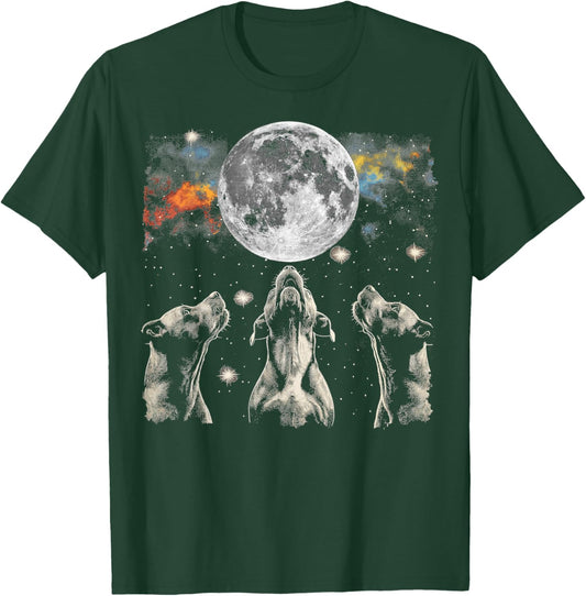 Staffordshire Bull Terrier Dog Howling Moon T-Shirt - T-Shirt | Forest