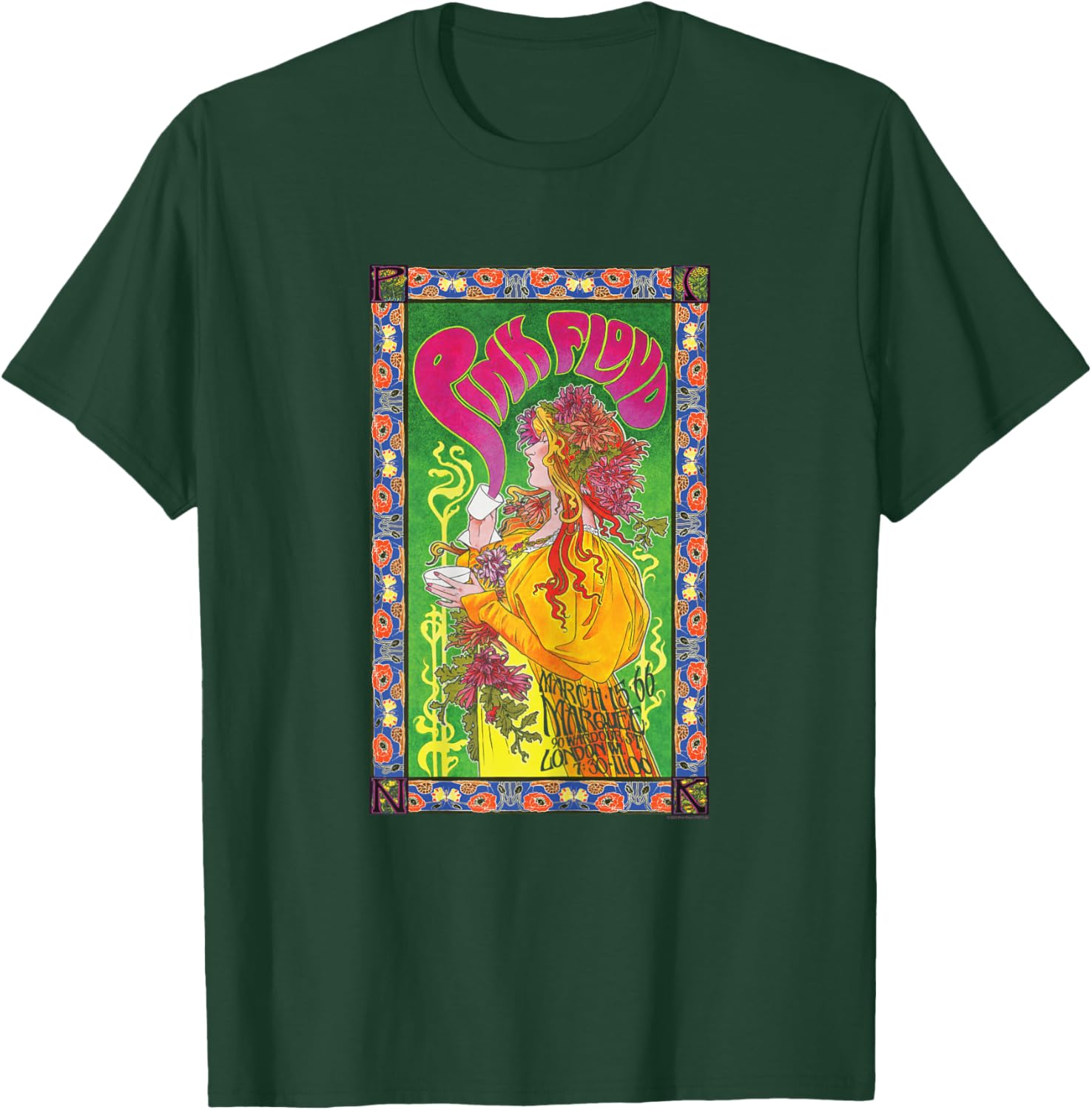 Official Pink Floyd Women's Vintage Band Marquee 1966 T-Shirt - T-Shirt | Forest