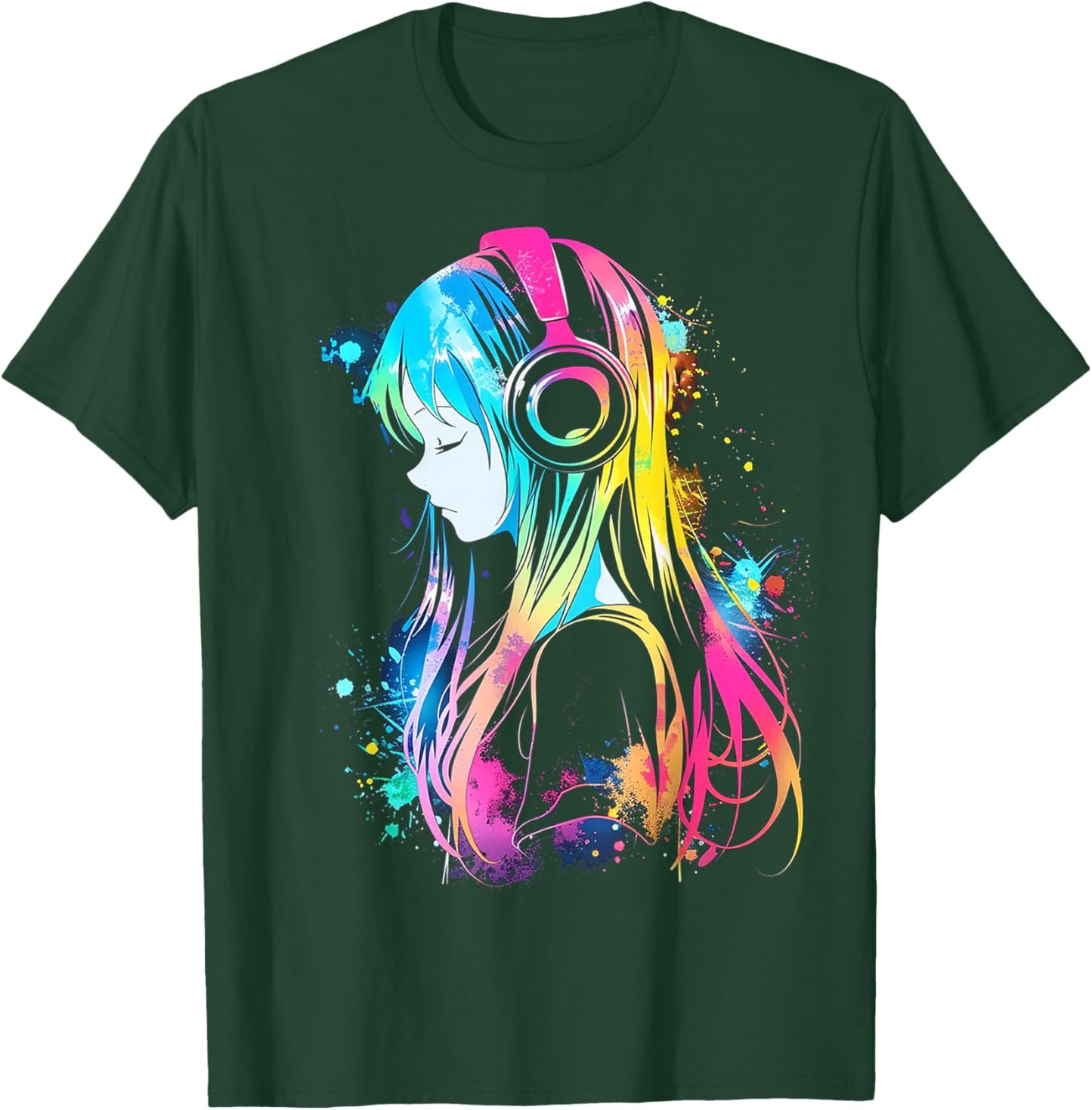 Anime Manga Graphic Headphone Art Anime T-Shirt - T-Shirt | Forest