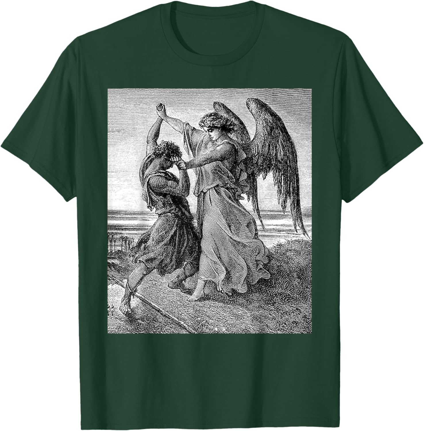 Gustave Dore Jacob Wrestling with the Angel 1855 T-Shirt - T-Shirt | Forest