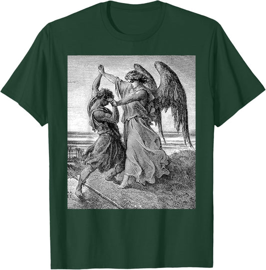 Gustave Dore Jacob Wrestling with the Angel 1855 T-Shirt - T-Shirt | Forest
