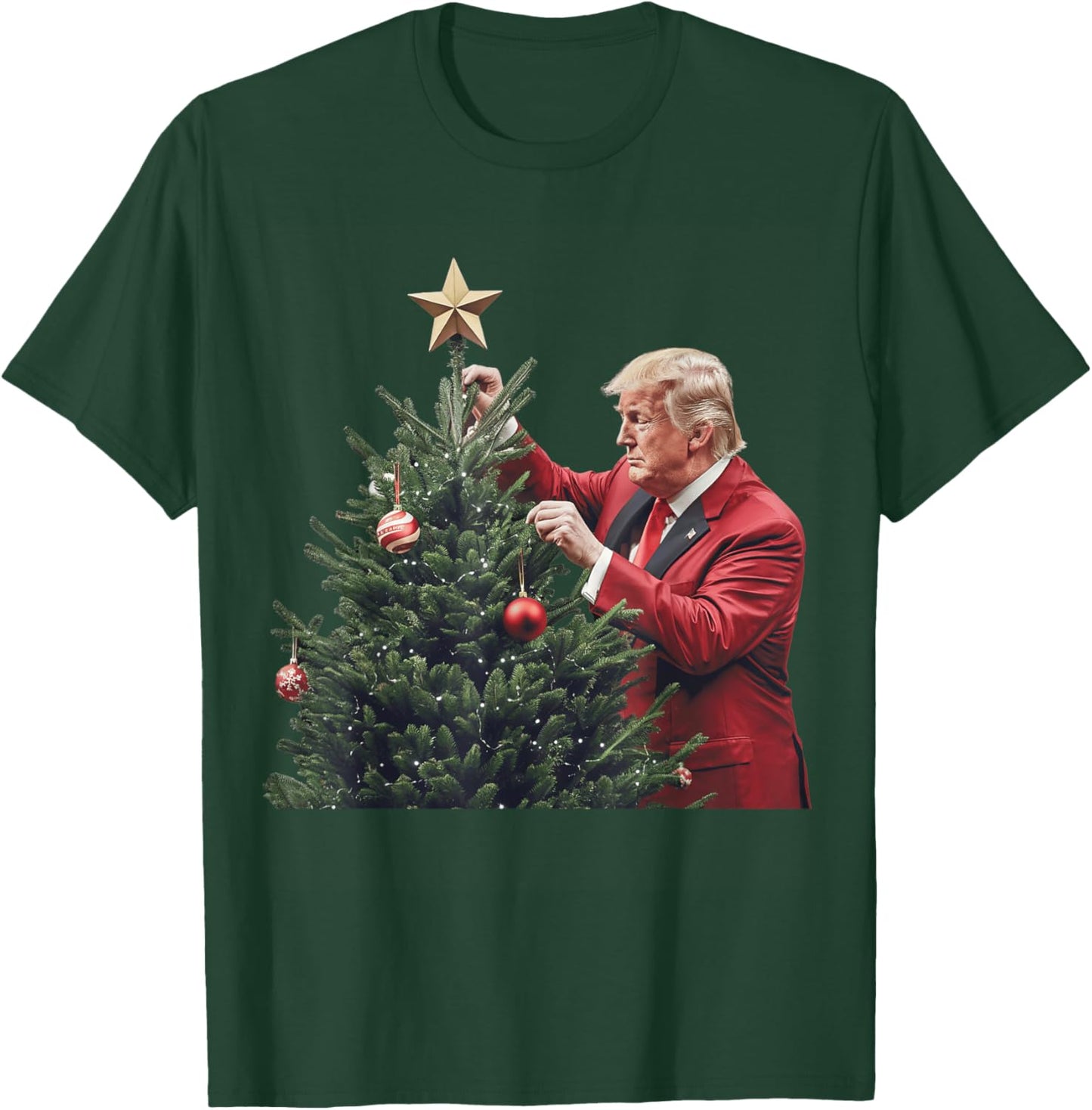 Donald Trump Traditional Christmas Tree Xmas USA President T-Shirt - T-Shirt | Forest