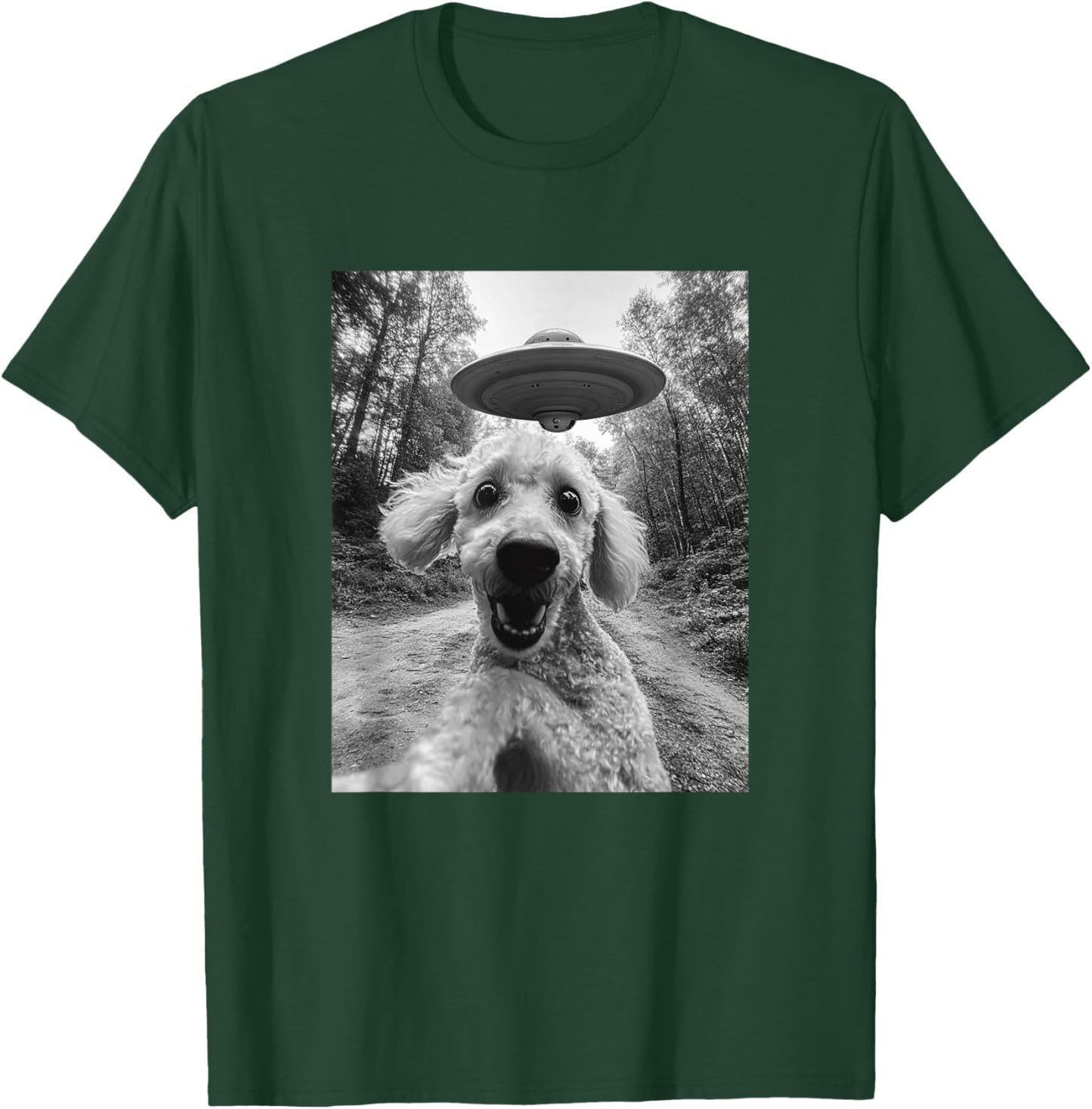 Poodle UFO Meme - Funny Poodle Selfie with UFO T-Shirt - T-Shirt | Forest