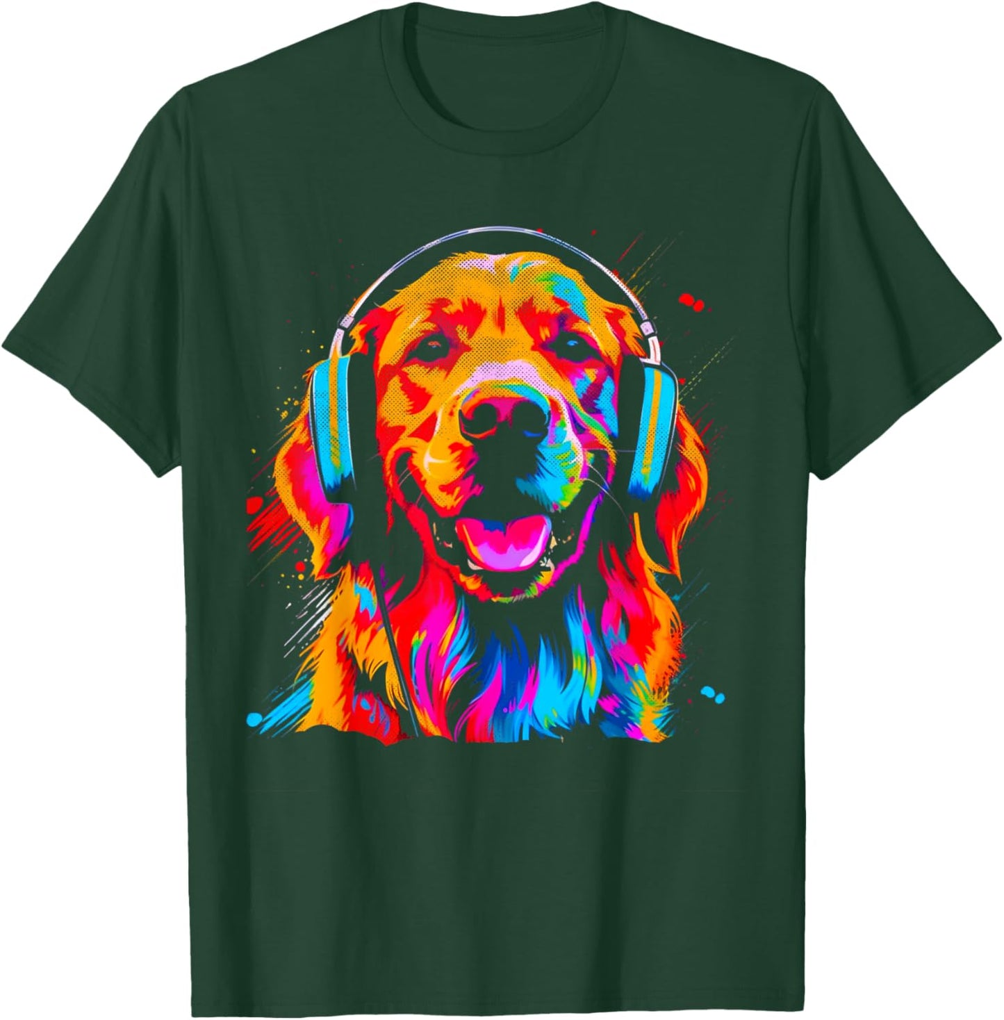 Vintage Golden Retriever DJ Dog Music Festival Graphic T-Shirt - T-Shirt | Forest