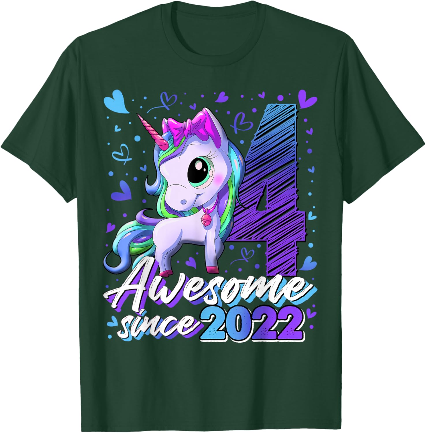 4th Birthday Shirt Girl 4 Year Old Gifts 4 Birthday Girl T-Shirt - T-Shirt | Forest